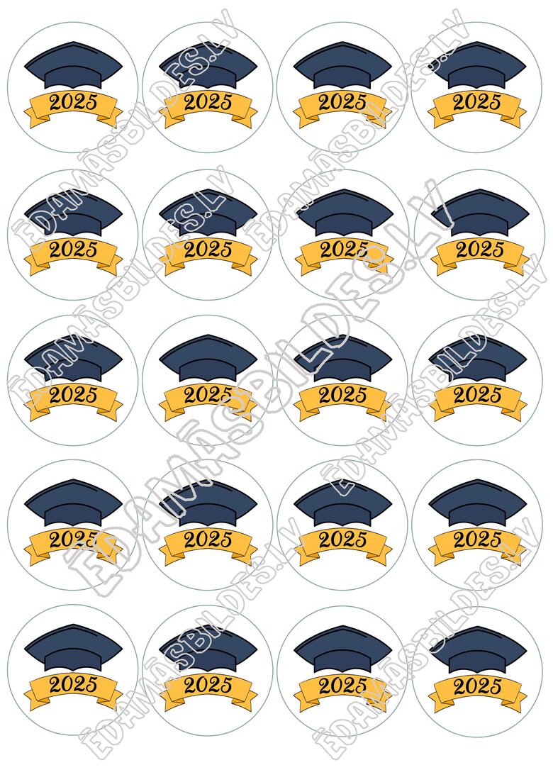 Cukura papīrs ar apdruku " Izlaidums", aplīši 5 cm